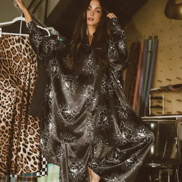 Dressed in LALA Past Present Future Satin Playsuit Set - Picture 1 of 7